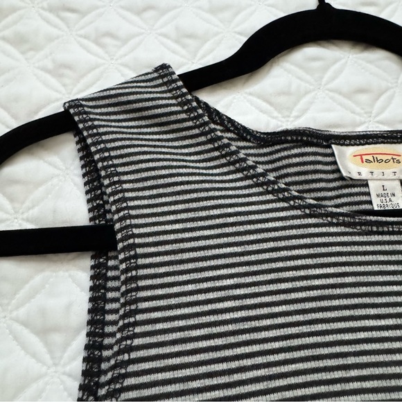 Talbots Vintage Sleeveless Striped Top Sheath Maxi Dress Charcoal Gray Size LP - Picture 4 of 11